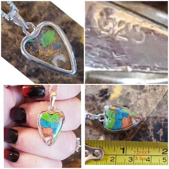 Genuin Multicolored Spiny Oyster Turquoise Pendant - Picture 5 of 5